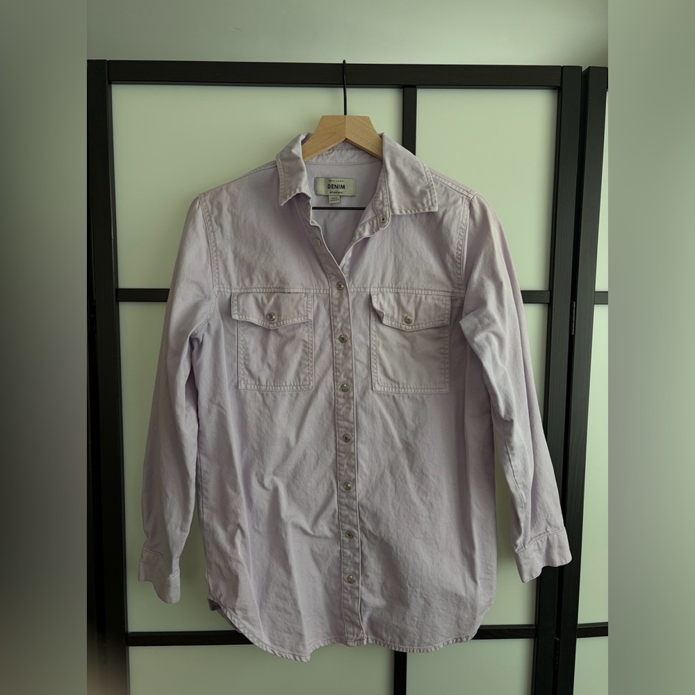 New Look Oversized Denim Shirt in Lilac